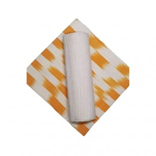 Pagne – Faso dan fani 100% coton - Orange / Blanc