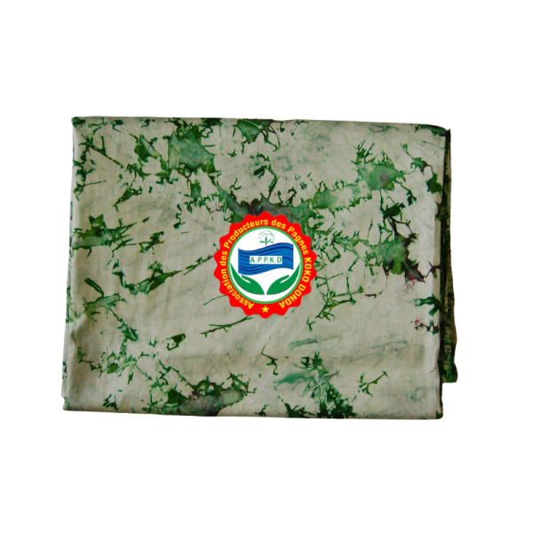 Pagne Kôkô Dunda – Coton glacé – Vert sur fond blanc
