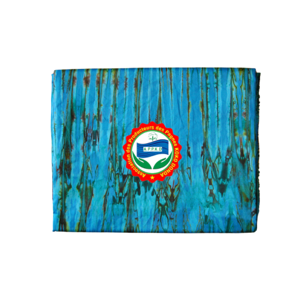 Pagne Kôkô Dunda – Coton glacé – Vert, rouge sur fond bleu