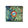 Pagne Kôkô Dunda – Coton glacé – Bleu, rouge sur fond vert clair