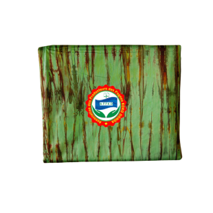 Kôkô Dunda loincloth – Glazed cotton – Brown green, red, yellow on a green background