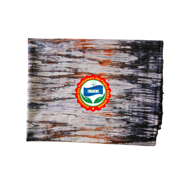 Pagne Kôkô Dunda – Coton glacé – Black, orange sur fond blanc