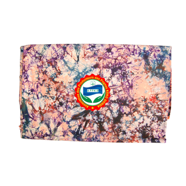 Pagne Kôkô Dunda – Coton glacé – Rouge, violet, bleu sur fond rose