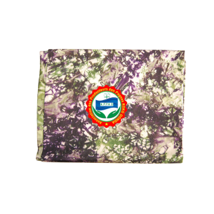 Pagne Kôkô Dunda – Coton glacé – Vert tabac, violet sur fond blanc