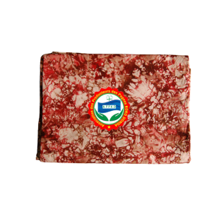 Pagne Kôkô Dunda – Coton glacé – Rouge, marron sur fond blanc