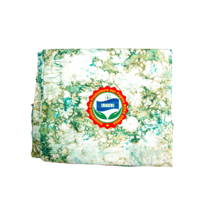 Pagne Kôkô Dunda – Coton glacé – Jaune marron, vert sur fond blanc