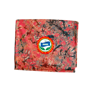 Pagne Kôkô Dunda – Coton glacé – Rouge, bleu sur fond rose foncé