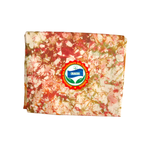 Pagne Kôkô Dunda – Coton glacé – Rouge, vert tabac sur fond blanc