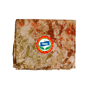 Pagne Kôkô Dunda – Coton glacé – Orange, vert tabac sur fond blanc