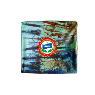 Kôkô Dunda loincloth – Glazed cotton – Red, dark blue on a turquoise green background