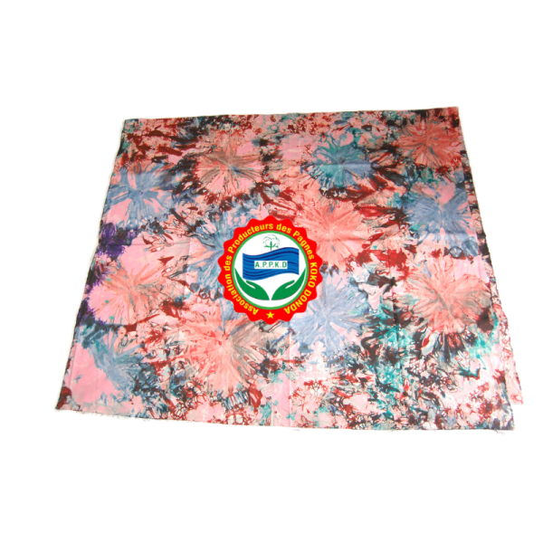 Kôkô Dunda loincloth – Glazed cotton – Turquoise green, red on a pink background