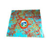 Pagne Kôkô Dunda – Coton glacé – Jaune or, rouge sur fond bleu turquoise