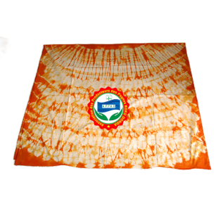 Pagne Kôkô Dunda – Coton glacé – Orange sur fond blanc