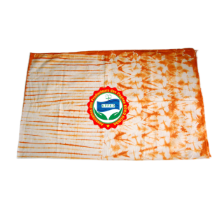 Pagne Kôkô Dunda – Coton glacé – Orange sur fond blanc