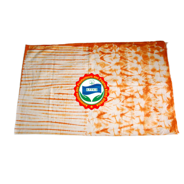 Kôkô Dunda loincloth – Glazed cotton – Orange on white background