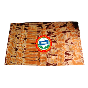 Kôkô Dunda loincloth – Glazed cotton – Brown on orange background
