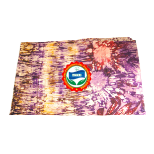 Kôkô Dunda loincloth – Glazed cotton – Purple, yellow, red on a light purple background